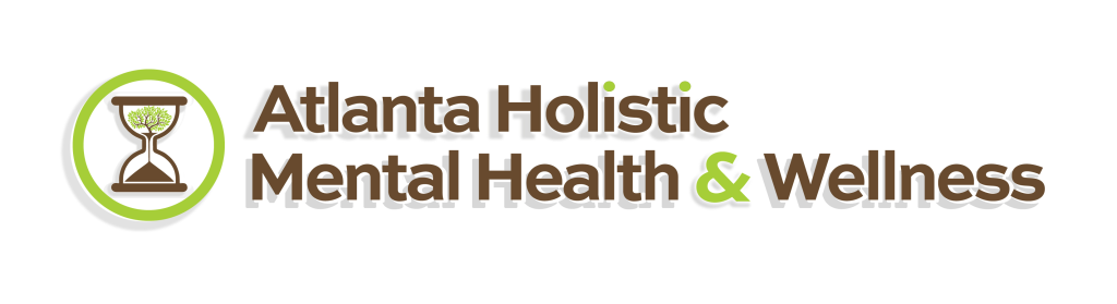 Atlanta holistic mental wellness logo with hourglass tree icon.