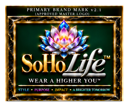 SoHo Life Gold and Platinum Primary Brand Mark — Wear a Higher You.